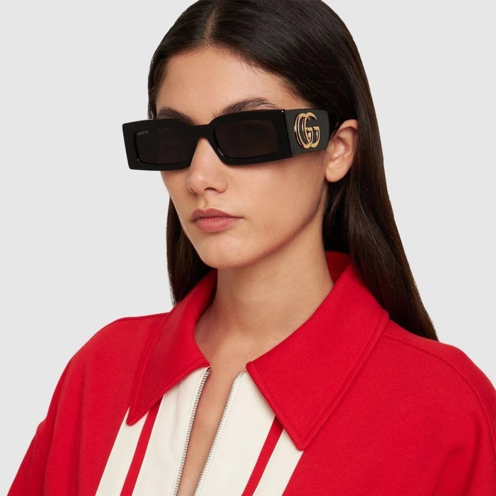 Authentic Gucci Grey Rectangular Sunglasses GG1425S 001 53